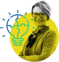 Female Educator with puzzle lightbulb illustration