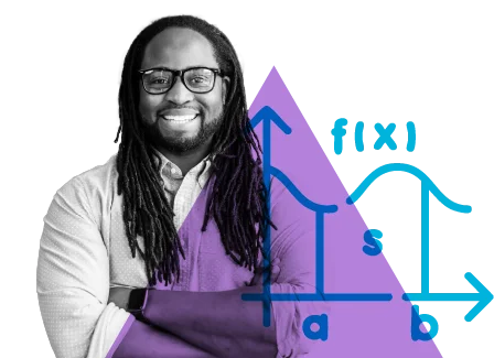 Educator with mathematical graphics