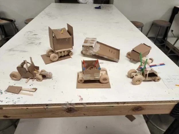 Student-designed examples of Creative Crash Testing models.