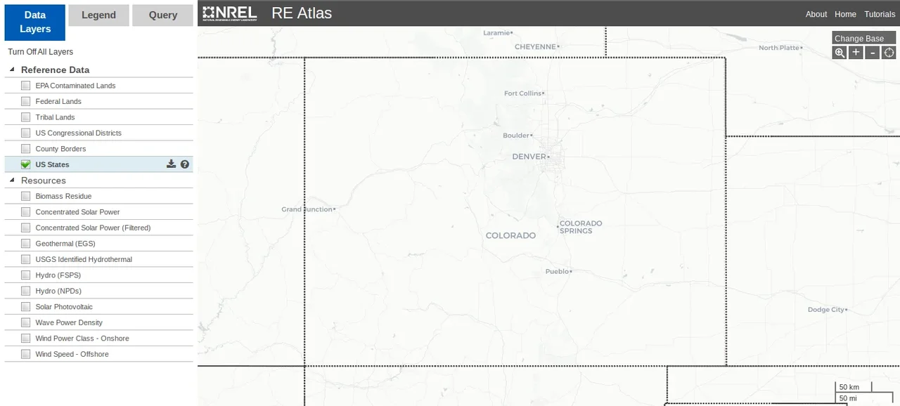 A map of Colorado from the Renewable Energy Lab.
