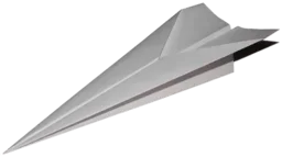 A drawing of a simple folded paper airplane.