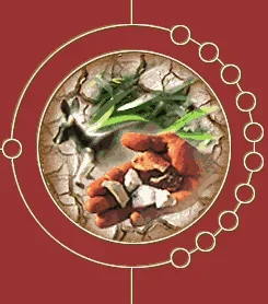 Illustration of a human hand, green plant life and a bounding mammal in a circular representation.