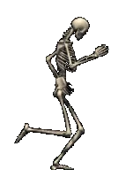 Animation of a running human skeleton.