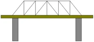 A line drawing shows a pattern of triangles that slope towards the outside edges of a beam bridge.