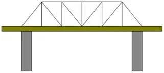 A line drawing shows a pattern of triangles that slope towards the center of a beam bridge.