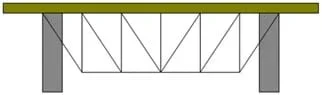 A line drawing shows pattern of triangles under a beam bridge deck that slope towards the outside edges of the bridge.