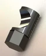 Isometric view of a hexagonal prism with attached cylinder.