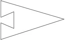 A drawing shows an elongated triangle shape with a notch cut out of the shortest side.