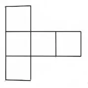 A line drawing of five squares, three stacked on top of each other and two positioned to the right of the middle square of the first three.