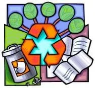 A colorful drawing of the life cycle of paper.