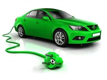 A drawing of a green car.