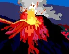 Animation of an erupting volcano.