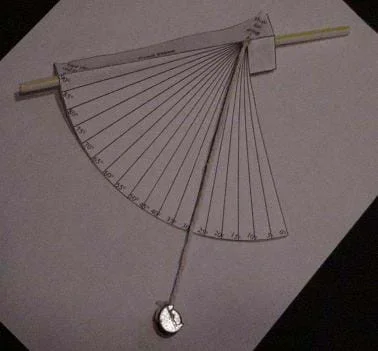A photograph shows a student-made paper quadrant.