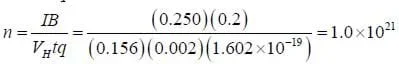 n = IB/VHtq = etc = 1.0 x 10 to the 21st power