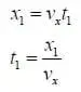 x1 = vxt1 > t1 = x1/vx