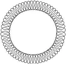 A line drawing of a donut-shaped loop of wire, with smaller loops making up the big loop.