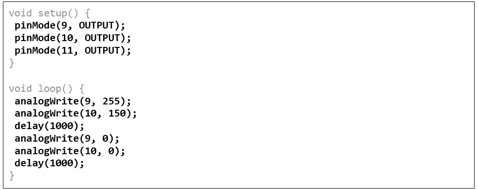 Code uploaded in the digital sandbox. Includes a void setup and void loop.