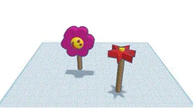 An illustration of two flower-shaped spinning wheels CAD models.