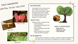 A screenshot of the biomimetic fruit harvester design challenge brief.