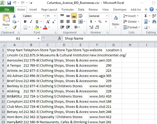 A screen capture of an Excel spreadsheet shows columns of CSV data.