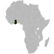 A map of Africa with Ghana colored.