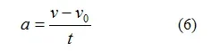 equation of acceleration: a = (v - v0) / t