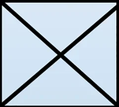Light blue square with black “x” drawn from each corner.