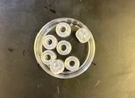 A photo of UV beads under zero seconds of UV light exposure.