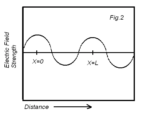 A graph showing the electric field at one moment in time.