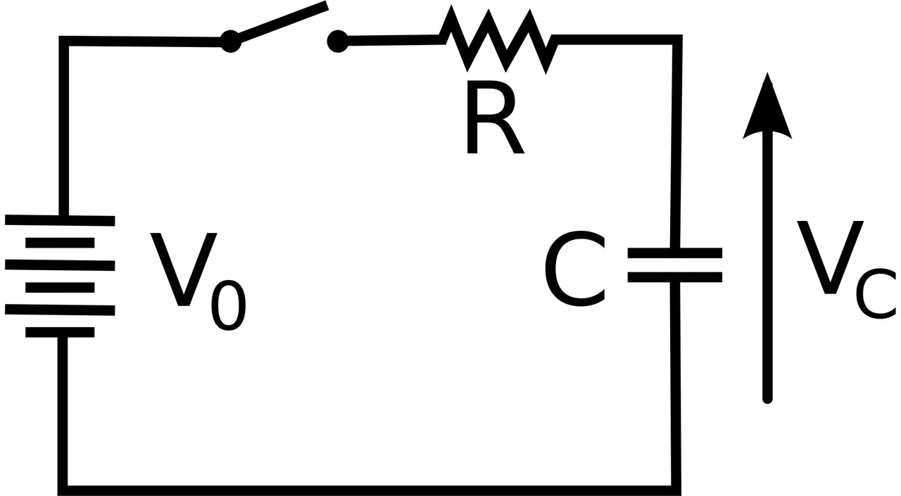 A stylized figure of a circuit that uses symbols to communication the circuit design.